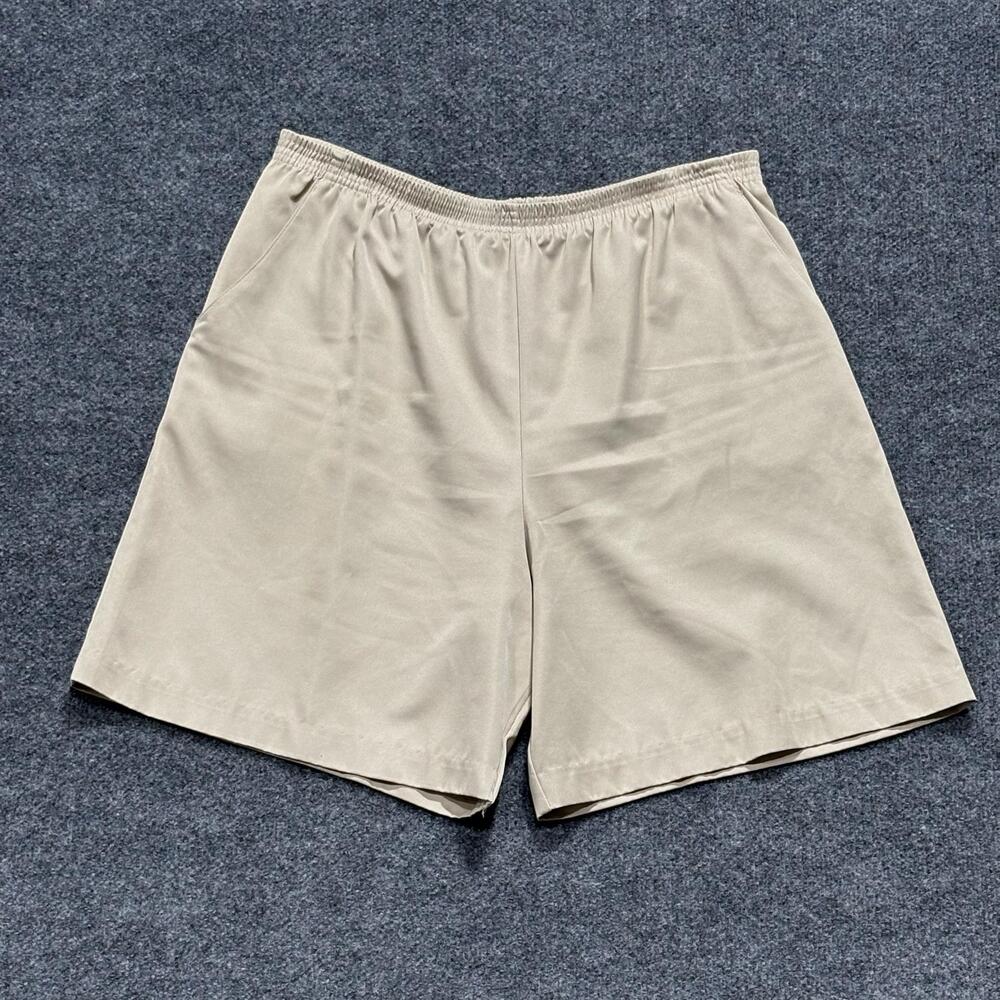 JARA Shorts Womens 14 Beige Twill Bermuda Elastic Waist Pull On Casual Summer
